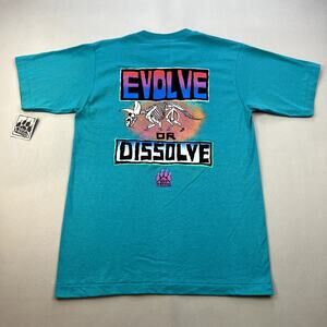 Vintage Dinosaur T-Shirt Youth XL Turquoise Blue Evolve Dissolve Wild Beasts 90s